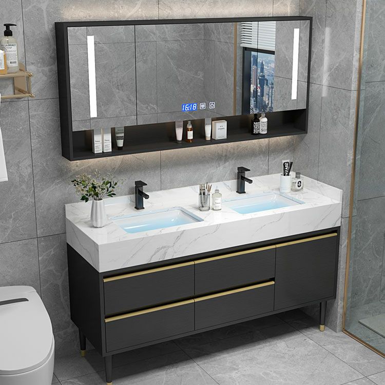 Faucet Included Freestanding Sink Vanity with Mirror Doors Drawers for Bathroom Clearhalo 'Bathroom Remodel & Bathroom Fixtures' 'Bathroom Vanities' 'bathroom_vanities' 'Home Improvement' 'home_improvement' 'home_improvement_bathroom_vanities' 1200x1200_5996f526-c4e1-412d-ac07-c80993bbf7ab
