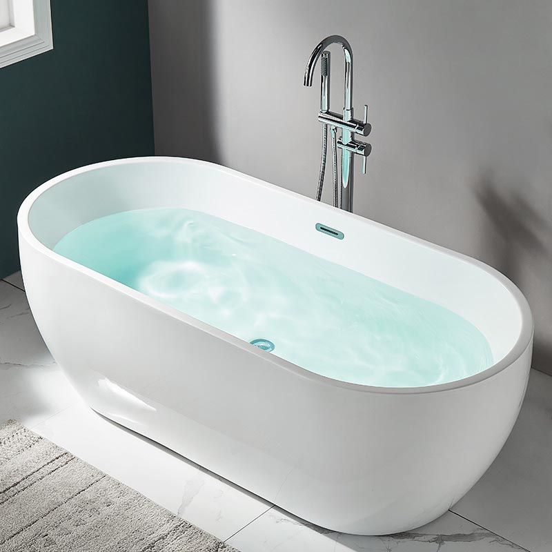 Modern White Acrylic Bath Tub Oval Freestanding Bathtub for Home Clearhalo 'Bathroom Remodel & Bathroom Fixtures' 'Bathtubs' 'Home Improvement' 'home_improvement' 'home_improvement_bathtubs' 'Showers & Bathtubs' 1200x1200_59997db4-f0b2-4336-92cf-78222441b816