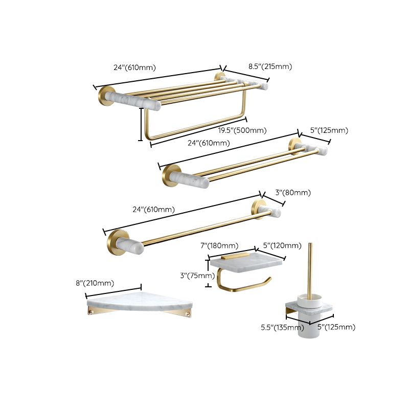 7 Piece Bathroom Accessory Set Marble and Metal Bathroom Hardware Clearhalo 'Bathroom Hardware Sets' 'Bathroom Hardware' 'Bathroom Remodel & Bathroom Fixtures' 'bathroom_hardware_sets' 'Home Improvement' 'home_improvement' 'home_improvement_bathroom_hardware_sets' 1200x1200_59c0aabc-2624-443b-be2d-7eb2b12fef32