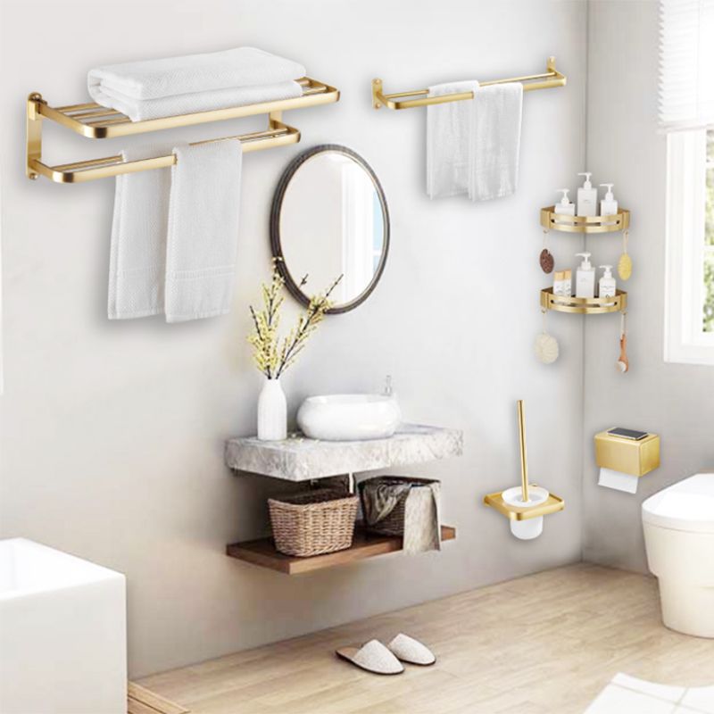 Modern Gold Bathroom Accessory Kit Towel Bar Bath Shelf Bath Hardware Set Clearhalo 'Bathroom Hardware Sets' 'Bathroom Hardware' 'Bathroom Remodel & Bathroom Fixtures' 'bathroom_hardware_sets' 'Home Improvement' 'home_improvement' 'home_improvement_bathroom_hardware_sets' 1200x1200_59d3f940-e68f-4539-b7f0-ab44a07383f1