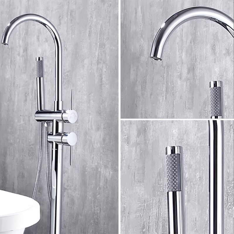 Modern Floor Mounted Metal Freestanding Tub Filler Swivel Freestanding Faucet Clearhalo 'Bathroom Remodel & Bathroom Fixtures' 'Bathtub Faucets' 'bathtub_faucets' 'Home Improvement' 'home_improvement' 'home_improvement_bathtub_faucets' 1200x1200_59d5fdcc-1d76-4f90-818d-2c9e74266993