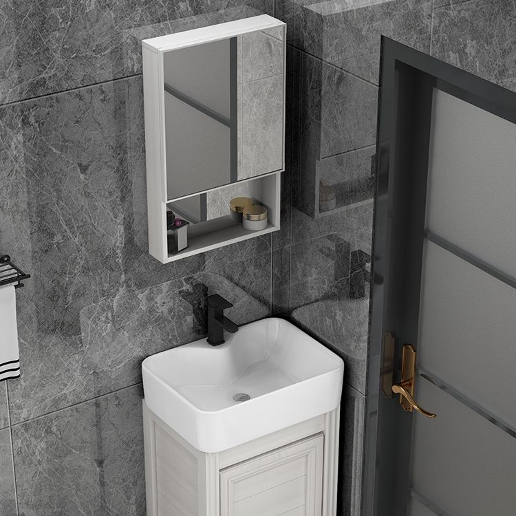 Rectangular Modern Bathroom Vanity White Metal Frame Single-Sink Vanity Set Clearhalo 'Bathroom Remodel & Bathroom Fixtures' 'Bathroom Vanities' 'bathroom_vanities' 'Home Improvement' 'home_improvement' 'home_improvement_bathroom_vanities' 1200x1200_59e9aa7c-a020-4f4a-a608-b9fa28aa22d6