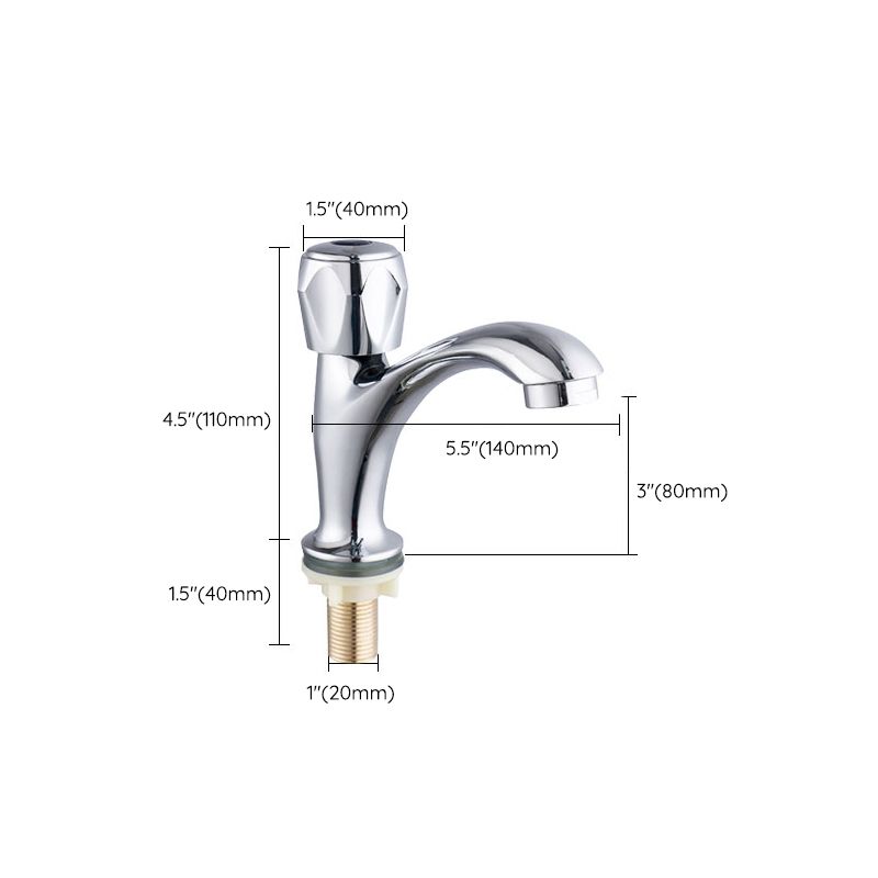 Contemporary Faucet Knob Handle 1 Hole Low Arc Solid Brass Faucet Clearhalo 'bathroom_sink_faucets' 'Conjuntos de Torneiras de Lavatório e Banheiro' 'home_improvement' 'home_improvement_bathroom_sink_faucets' 'Mobiliário Doméstico' 'Página inicial' 'Renovação e equipamento de casa de banho' 'Torneira para lavatório de banheiro' 1200x1200_5a07121c-4ce3-4931-a8f8-ad16e56fc5c0