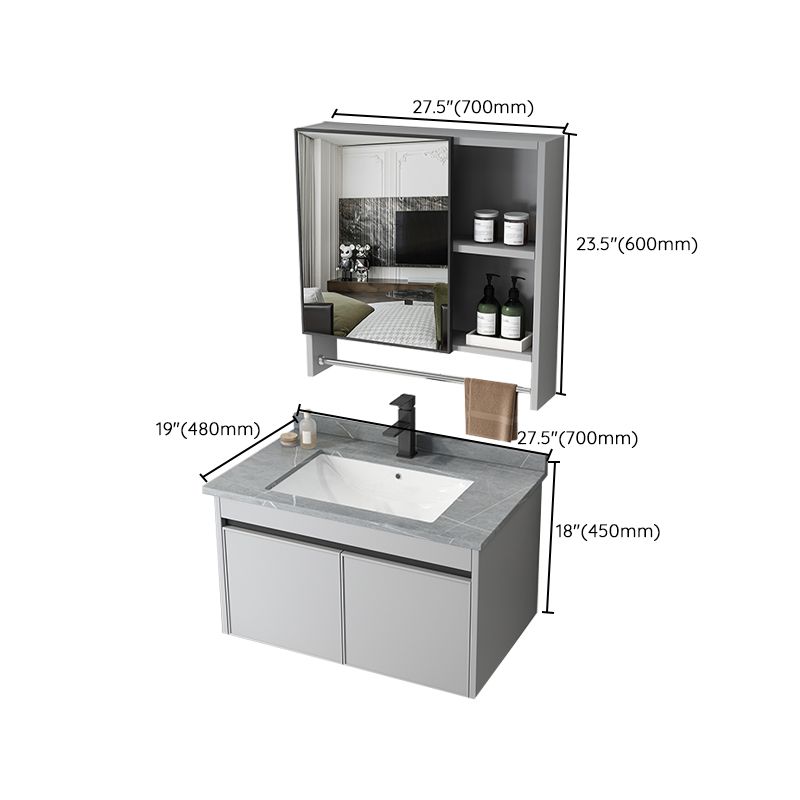 Single Sink Modern Bathroom Vanity Gray Metal Frame Wall Mount Vanity Set Clearhalo 'Bathroom Remodel & Bathroom Fixtures' 'Bathroom Vanities' 'bathroom_vanities' 'Home Improvement' 'home_improvement' 'home_improvement_bathroom_vanities' 1200x1200_5a2d71f3-a803-4848-9337-ecace955c6b0