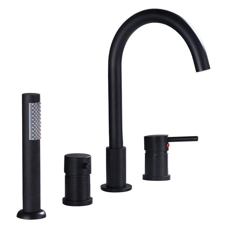 Deck Mounted Metal Roman Tub Faucet Low Arc Roman Tub Faucet Set Clearhalo 'Bathroom Remodel & Bathroom Fixtures' 'Bathtub Faucets' 'bathtub_faucets' 'Home Improvement' 'home_improvement' 'home_improvement_bathtub_faucets' 1200x1200_5a5f7af6-acc8-4e97-b43b-578b792334f3