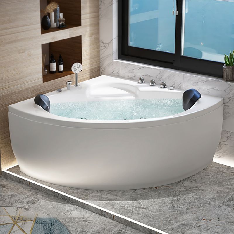 Modern Corner Acrylic Bathtub Air/Whirlpool Bathtub with Drain and Overflow Trim Clearhalo 'Bathroom Remodel & Bathroom Fixtures' 'Bathtubs' 'Home Improvement' 'home_improvement' 'home_improvement_bathtubs' 'Showers & Bathtubs' 1200x1200_5ad93d25-f085-4733-9613-a26c3c64a175