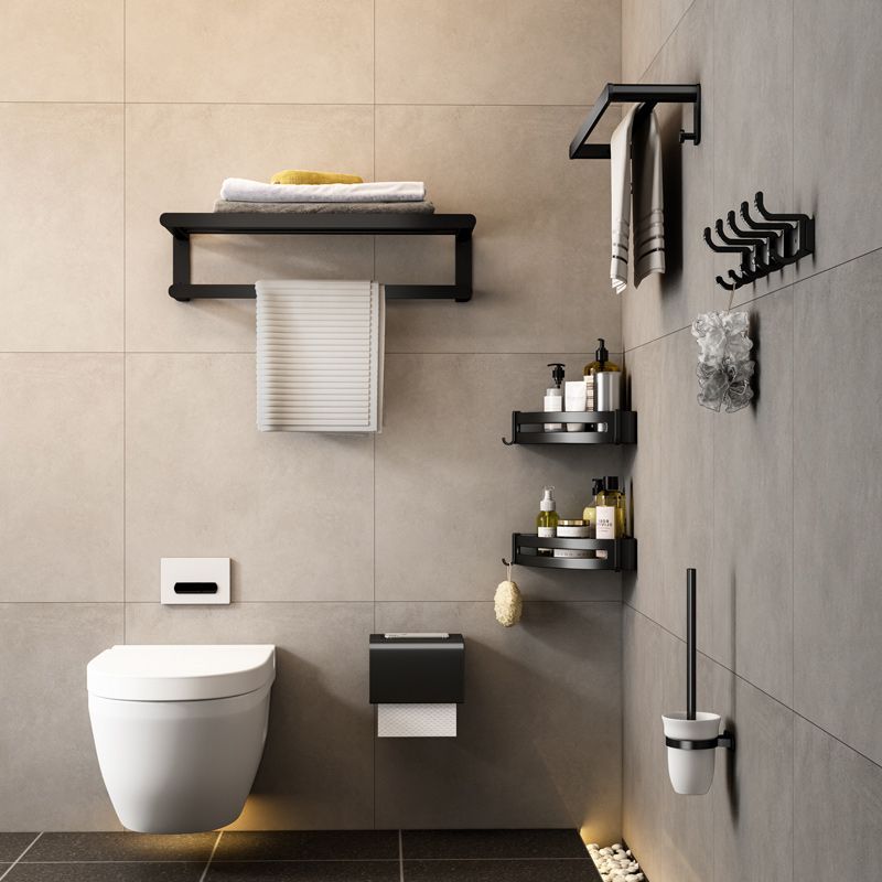 Modern Bath Hardware Set Black Towel Bar Bath Shelf Bathroom Hardware Set Clearhalo 'Bathroom Hardware Sets' 'Bathroom Hardware' 'Bathroom Remodel & Bathroom Fixtures' 'bathroom_hardware_sets' 'Home Improvement' 'home_improvement' 'home_improvement_bathroom_hardware_sets' 1200x1200_5aeb225d-ebb9-4db2-bd1a-46b9d6798000