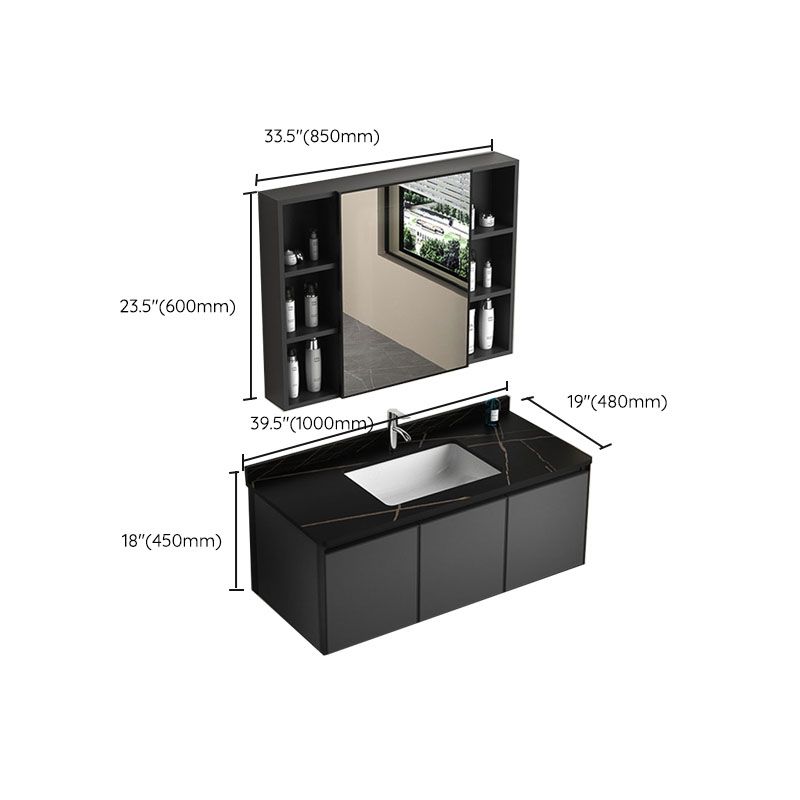 Aluminum Bathroom Vanity Set Doors Wall Mounted Doors Grey Single Sink with Mirror Clearhalo 'Bathroom Remodel & Bathroom Fixtures' 'Bathroom Vanities' 'bathroom_vanities' 'Home Improvement' 'home_improvement' 'home_improvement_bathroom_vanities' 1200x1200_5b387d21-d70a-4c74-a8b4-926bce04240b