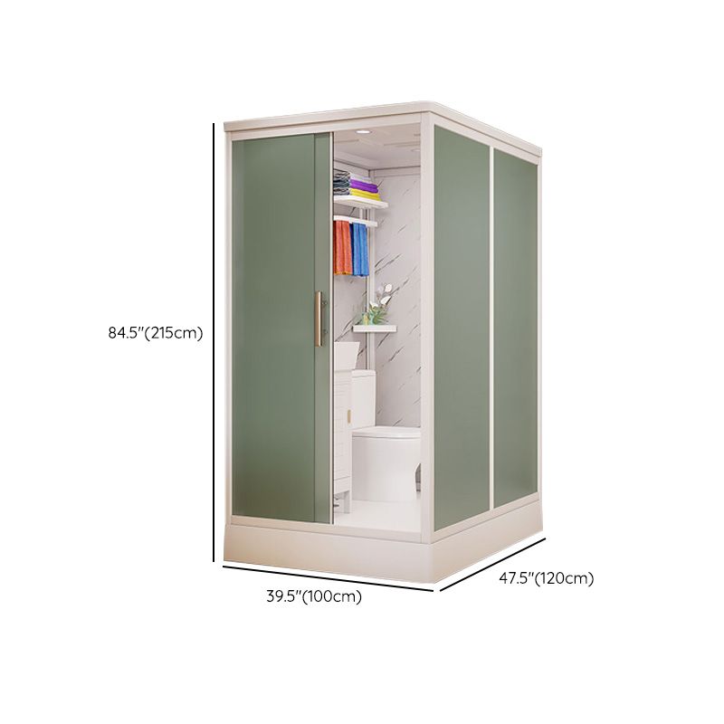 Frosted Glass Shower Enclosure Framed Single Sliding Shower Enclosure in White Clearhalo 'Bathroom Remodel & Bathroom Fixtures' 'Home Improvement' 'home_improvement' 'home_improvement_shower_stalls_enclosures' 'Shower Stalls & Enclosures' 'shower_stalls_enclosures' 'Showers & Bathtubs' 1200x1200_5b43f23b-e7db-43b0-b973-1eb91a9858f6