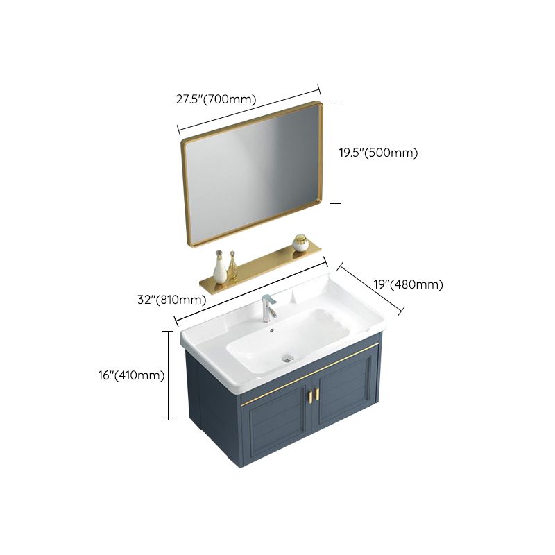 Blue Rectangle Vanity Set Metal Frame Wall-Mounted 2 Doors Mirror Single Sink Bath Vanity Clearhalo 'Bathroom Remodel & Bathroom Fixtures' 'Bathroom Vanities' 'bathroom_vanities' 'Home Improvement' 'home_improvement' 'home_improvement_bathroom_vanities' 1200x1200_5b5cab87-5617-4a30-a6fe-1b97fd71bdef