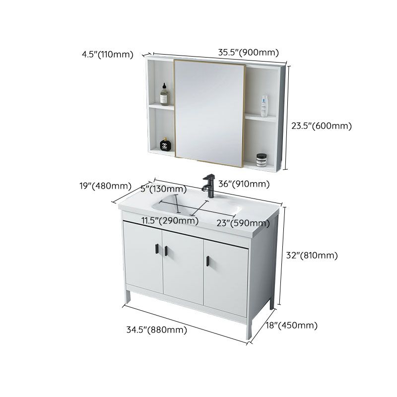 Modern Sink Vanity Free-standing Standard White Vanity Cabinet Clearhalo 'Bathroom Remodel & Bathroom Fixtures' 'Bathroom Vanities' 'bathroom_vanities' 'Home Improvement' 'home_improvement' 'home_improvement_bathroom_vanities' 1200x1200_5b95f119-254d-4041-9255-2ddfc044458d