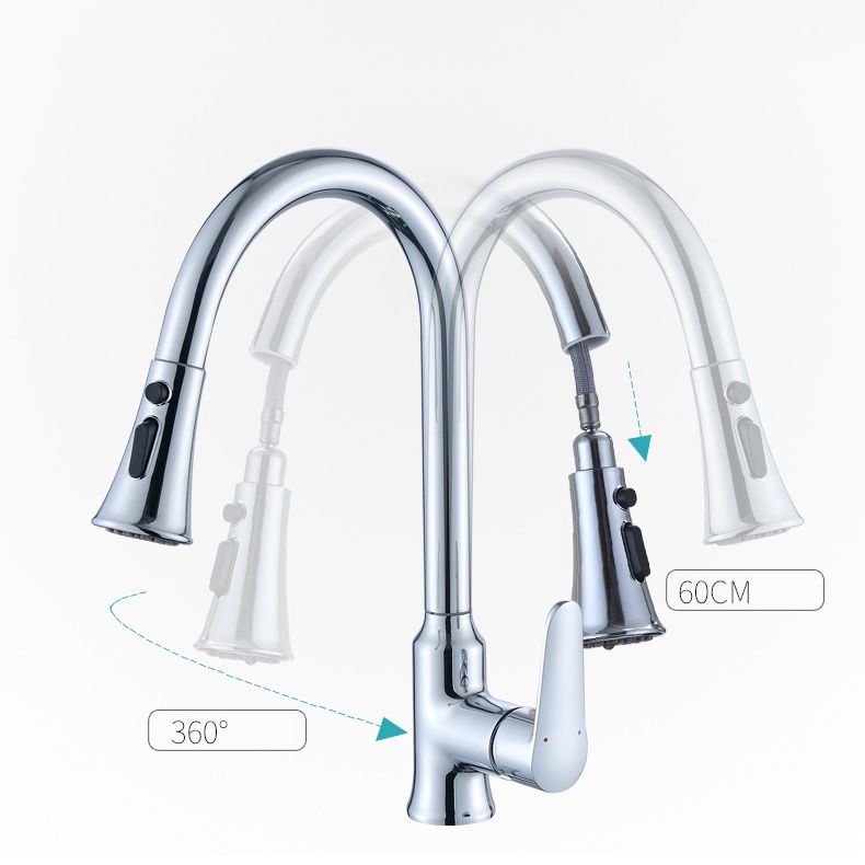 Modern Kitchen Faucet Single Handle Water Faucet with Pull out Sprayer Clearhalo 'Home Improvement' 'home_improvement' 'home_improvement_kitchen_faucets' 'Kitchen Faucets' 'Kitchen Remodel & Kitchen Fixtures' 'Kitchen Sinks & Faucet Components' 'kitchen_faucets' 1200x1200_5b9fdd23-2046-4aa8-8571-02412a47ba2c