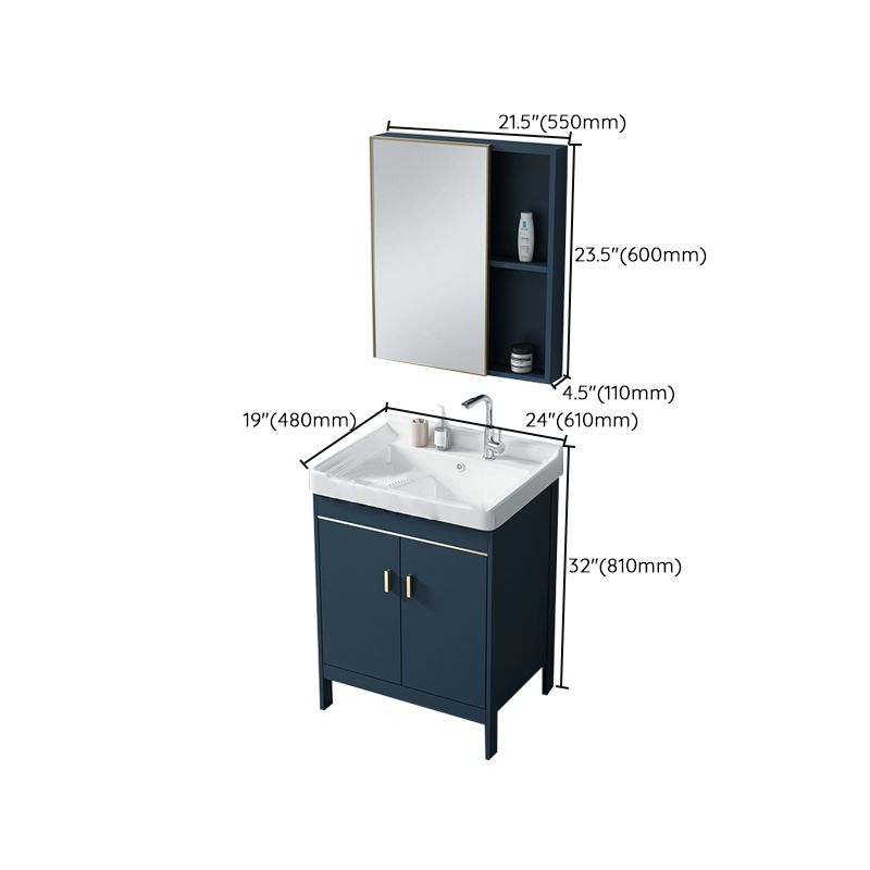 Modern Blue Bathroom Vanity Metal Frame Single-Sink Freestanding Vanity Set Clearhalo 'Bathroom Remodel & Bathroom Fixtures' 'Bathroom Vanities' 'bathroom_vanities' 'Home Improvement' 'home_improvement' 'home_improvement_bathroom_vanities' 1200x1200_5bf60285-ede9-485d-8335-f139282f234d