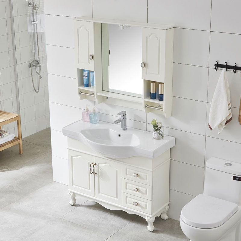 Traditional Freestanding Bathroom Sink Vanity Wood Sink Vanity with Mirror Clearhalo 'Bathroom Remodel & Bathroom Fixtures' 'Bathroom Vanities' 'bathroom_vanities' 'Home Improvement' 'home_improvement' 'home_improvement_bathroom_vanities' 1200x1200_5c156341-4dc4-447c-b380-d2b80e525164