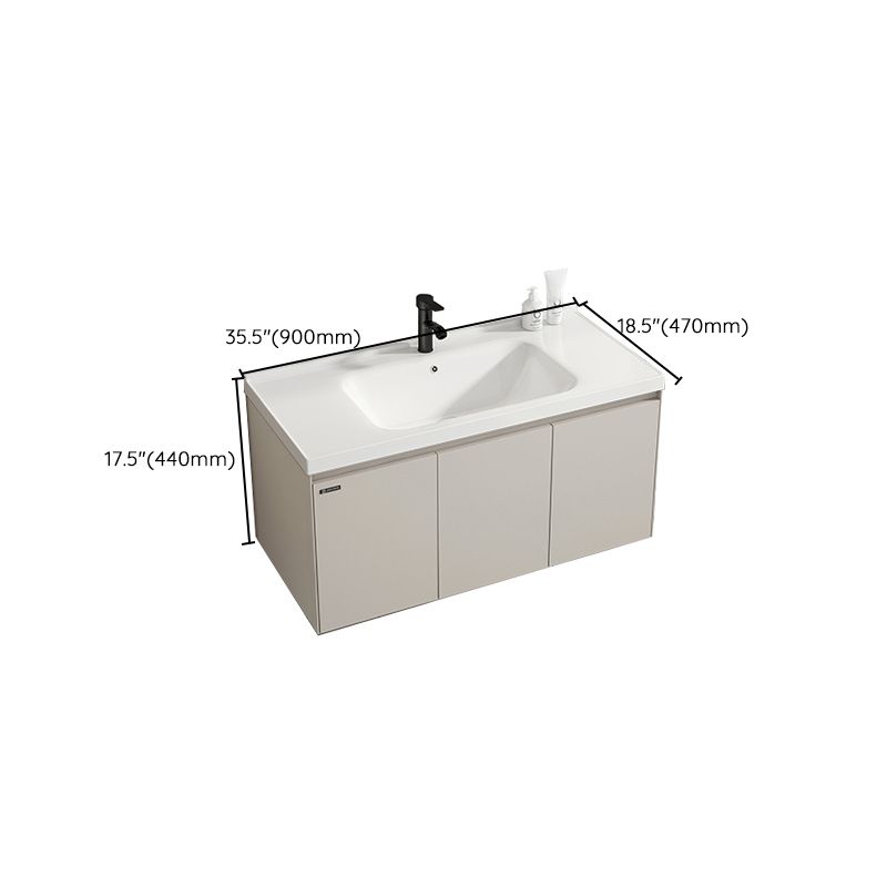 Metal Frame Vanity White Single Sink Soft Close Doors Wall Mounted Vanity with Mirror Clearhalo 'Bathroom Remodel & Bathroom Fixtures' 'Bathroom Vanities' 'bathroom_vanities' 'Home Improvement' 'home_improvement' 'home_improvement_bathroom_vanities' 1200x1200_5c203b51-0bd5-4f76-b75e-e9c4c620d518