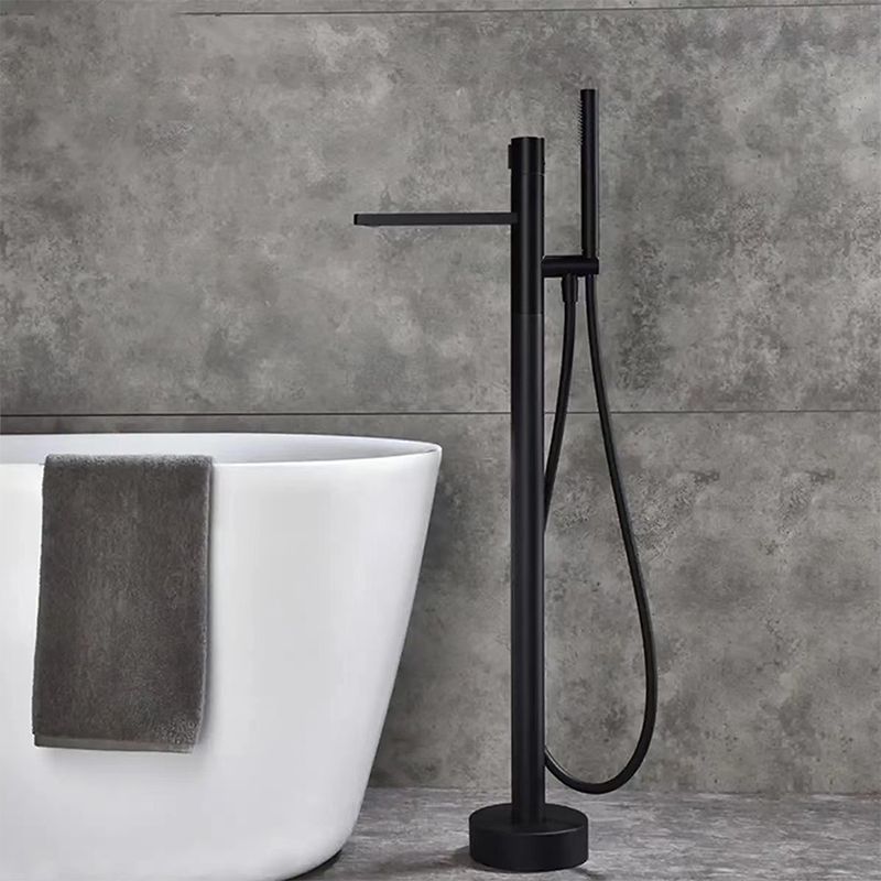 Floor Mounted Metal Freestanding Tub Filler Swivel Nickel Freestanding Faucet Clearhalo 'Bathroom Remodel & Bathroom Fixtures' 'Bathtub Faucets' 'bathtub_faucets' 'Home Improvement' 'home_improvement' 'home_improvement_bathtub_faucets' 1200x1200_5c2d6c5a-6c4d-4589-810d-8b8cbf5257c2