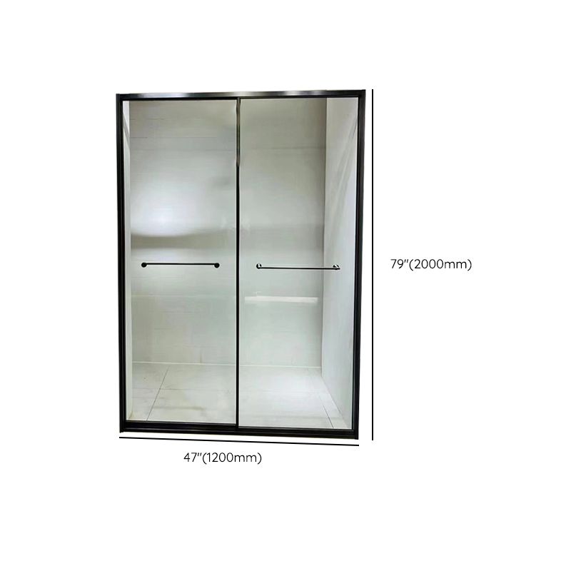 Tempered Glass Shower Bath Door Sliding Transparent Metal Framed Shower Door Clearhalo 'Bathroom Remodel & Bathroom Fixtures' 'Home Improvement' 'home_improvement' 'home_improvement_shower_tub_doors' 'Shower and Tub Doors' 'shower_tub_doors' 'Showers & Bathtubs' 1200x1200_5c7bee93-ba99-4dec-8a29-0b109ffbed26