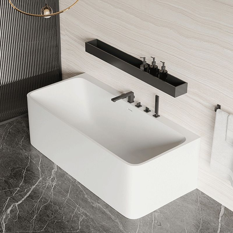 Modern Stone Soaking Bathtub Rectangle Back to Wall Bathtub With Faucet Clearhalo 'Bathroom Remodel & Bathroom Fixtures' 'Bathtubs' 'Home Improvement' 'home_improvement' 'home_improvement_bathtubs' 'Showers & Bathtubs' 1200x1200_5c867a98-1d6c-4860-b1c6-f83f09cd3e22