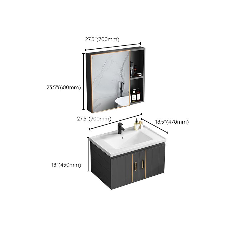 Single Sink Bath Vanity Black Wall Mount Modern Metal Base Vanity Set Clearhalo 'Bathroom Remodel & Bathroom Fixtures' 'Bathroom Vanities' 'bathroom_vanities' 'Home Improvement' 'home_improvement' 'home_improvement_bathroom_vanities' 1200x1200_5c875323-7882-4b6e-a18c-c708083ab68a