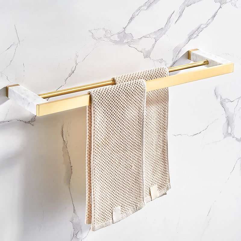 Brushed Brass Bathroom Accessory Set Metal & Marble Bathroom Hardware Set with Bath Shelf Clearhalo 'Bathroom Hardware Sets' 'Bathroom Hardware' 'Bathroom Remodel & Bathroom Fixtures' 'bathroom_hardware_sets' 'Home Improvement' 'home_improvement' 'home_improvement_bathroom_hardware_sets' 1200x1200_5c92de14-25be-4944-9369-ec3cc4fedf63