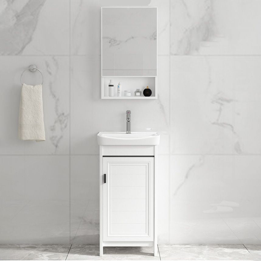 Modern Rectangular Bath Vanity White Ceramic Single Freestanding Sink Vanity Clearhalo 'Bathroom Remodel & Bathroom Fixtures' 'Bathroom Vanities' 'bathroom_vanities' 'Home Improvement' 'home_improvement' 'home_improvement_bathroom_vanities' 1200x1200_5c97b44f-3e9d-4960-bb4a-7907436002ec