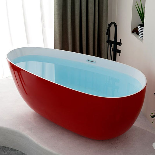 Contemporary Soaking Freestanding Bathtub Acrylic-Fiberglass Oval Bathtub Clearhalo 'Bathroom Remodel & Bathroom Fixtures' 'Bathtubs' 'Home Improvement' 'home_improvement' 'home_improvement_bathtubs' 'Showers & Bathtubs' 1200x1200_5d1eea5b-b9a4-4085-adbf-6a90d849945f