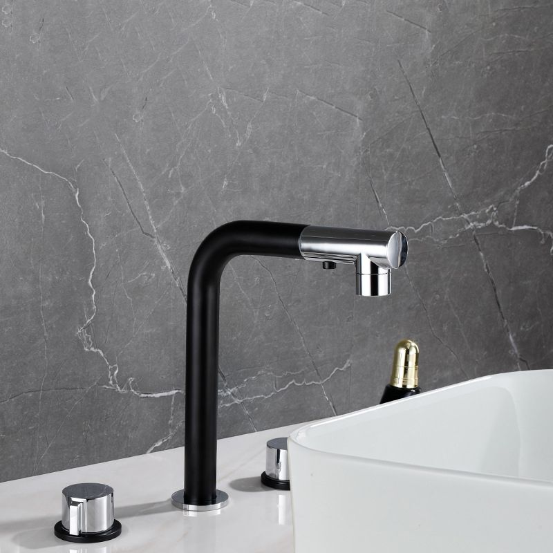 Pull-out Widespread Sink Faucet 2-Handle Vessel Sink Faucet with Angle Valve and Drain Clearhalo 'bathroom_sink_faucets' 'Conjunta de Baño y Conjunta de Grifo' 'Coronamiento de Baño y Dispositivo de Baño' 'Grifo del lavabo del baño' 'Hogar' 'home_improvement' 'home_improvement_bathroom_sink_faucets' 'Mejoras para el hogar' 1200x1200_5d38f558-1943-4406-b9bb-6adbfbe01db7