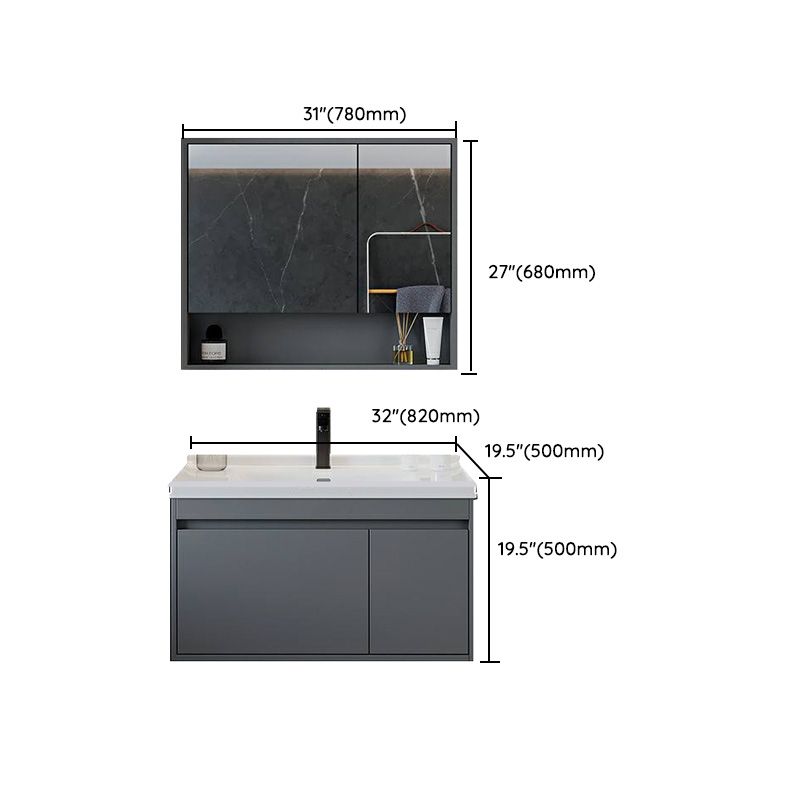 Solid Wood Grey Modern Wall Mount Open Console with Sink Set Clearhalo 'Bathroom Remodel & Bathroom Fixtures' 'Bathroom Vanities' 'bathroom_vanities' 'Home Improvement' 'home_improvement' 'home_improvement_bathroom_vanities' 1200x1200_5d3edf06-d536-464a-a8ef-ed5c6dcd53bf