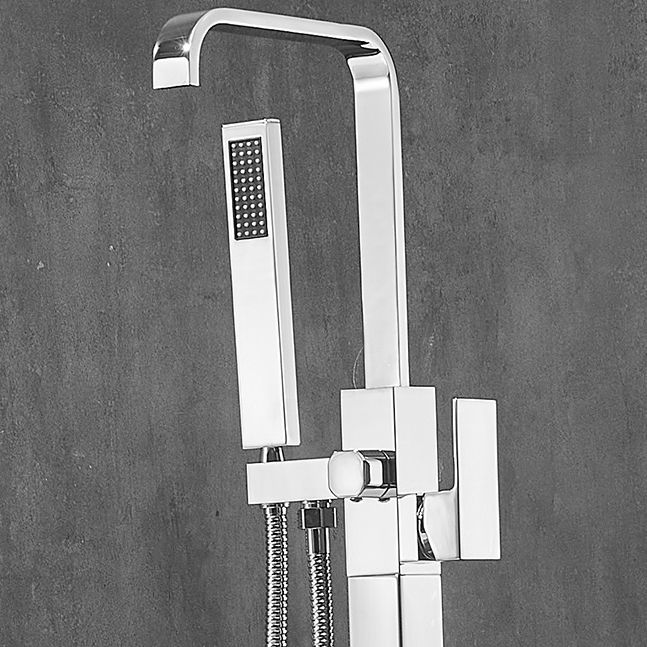 Floor Mounted Metal Freestanding Tub Filler Swivel High Arc Freestanding Faucet Clearhalo 'Bathroom Remodel & Bathroom Fixtures' 'Bathtub Faucets' 'bathtub_faucets' 'Home Improvement' 'home_improvement' 'home_improvement_bathtub_faucets' 1200x1200_5d7a230a-90af-4936-826a-3c3c7f606097