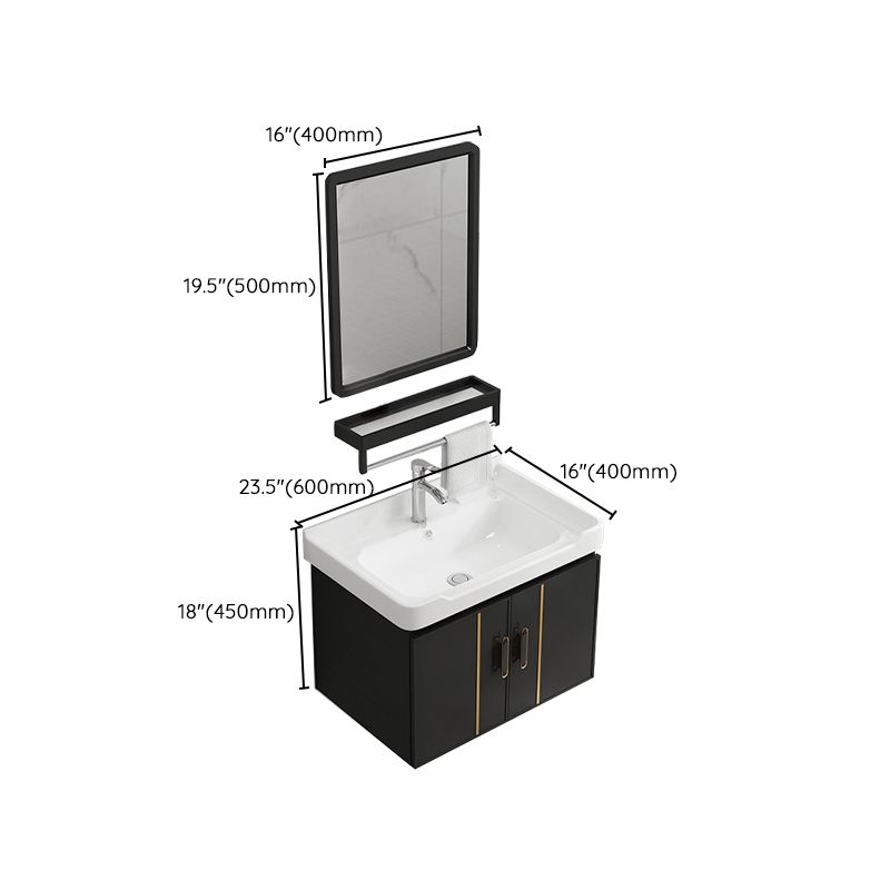 Bathroom Vanity Wall Mounted Sink Vanity in Ceramic with Waterproof Mirror Clearhalo 'Bathroom Remodel & Bathroom Fixtures' 'Bathroom Vanities' 'bathroom_vanities' 'Home Improvement' 'home_improvement' 'home_improvement_bathroom_vanities' 1200x1200_5dd6fd47-6177-422d-85ea-7fce3e8054ad