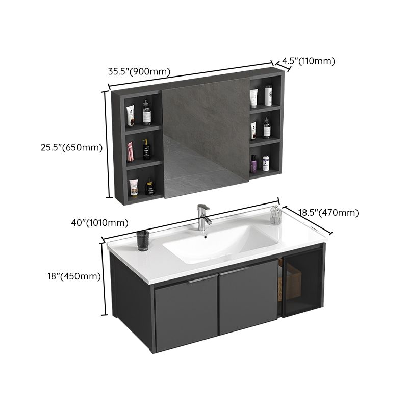 Single Sink Bathroom Vanity Wall Mount Rectangular Single Modern Vanity Set Clearhalo 'Bathroom Remodel & Bathroom Fixtures' 'Bathroom Vanities' 'bathroom_vanities' 'Home Improvement' 'home_improvement' 'home_improvement_bathroom_vanities' 1200x1200_5dda91f4-15c1-4135-8bd6-c731b94e6cf3