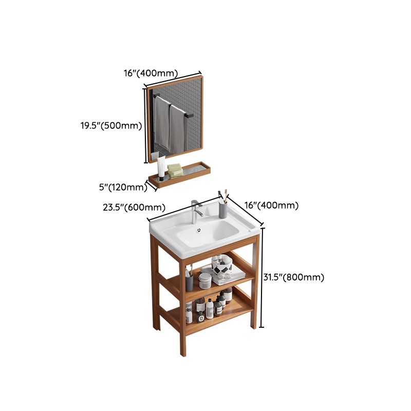 Rectangle Vanity Set Metal Frame Mirror Freestanding 2 Doors Single Sink Bath Vanity Clearhalo 'Bathroom Remodel & Bathroom Fixtures' 'Bathroom Vanities' 'bathroom_vanities' 'Home Improvement' 'home_improvement' 'home_improvement_bathroom_vanities' 1200x1200_5df8dd87-8e68-47fe-98d2-65e266f4721e