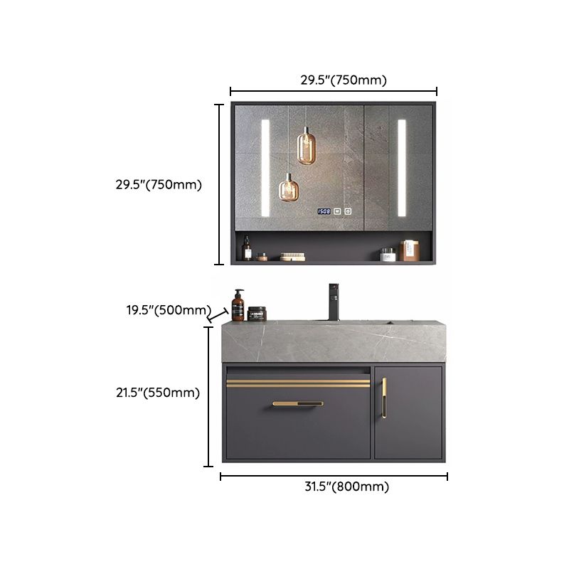 Modern Wall Mount Wood Bathroom Vanity Set in Grey with Mirror Doors Clearhalo 'Bathroom Remodel & Bathroom Fixtures' 'Bathroom Vanities' 'bathroom_vanities' 'Home Improvement' 'home_improvement' 'home_improvement_bathroom_vanities' 1200x1200_5dfe4e10-f2bb-4e17-b924-dc8f75027967