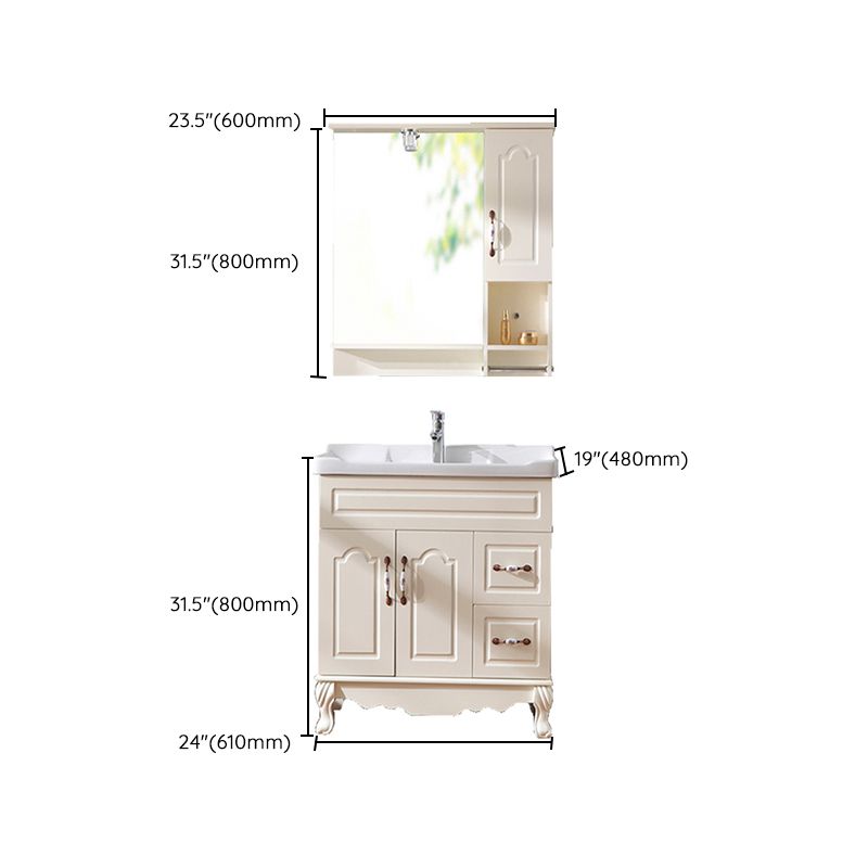 Freestanding Bathroom Vanity Single Sink White Mirror 2 Doors Vanity with Drawers Clearhalo 'Bathroom Remodel & Bathroom Fixtures' 'Bathroom Vanities' 'bathroom_vanities' 'Home Improvement' 'home_improvement' 'home_improvement_bathroom_vanities' 1200x1200_5e24ee42-d551-49f3-90f0-4105cc37bd04