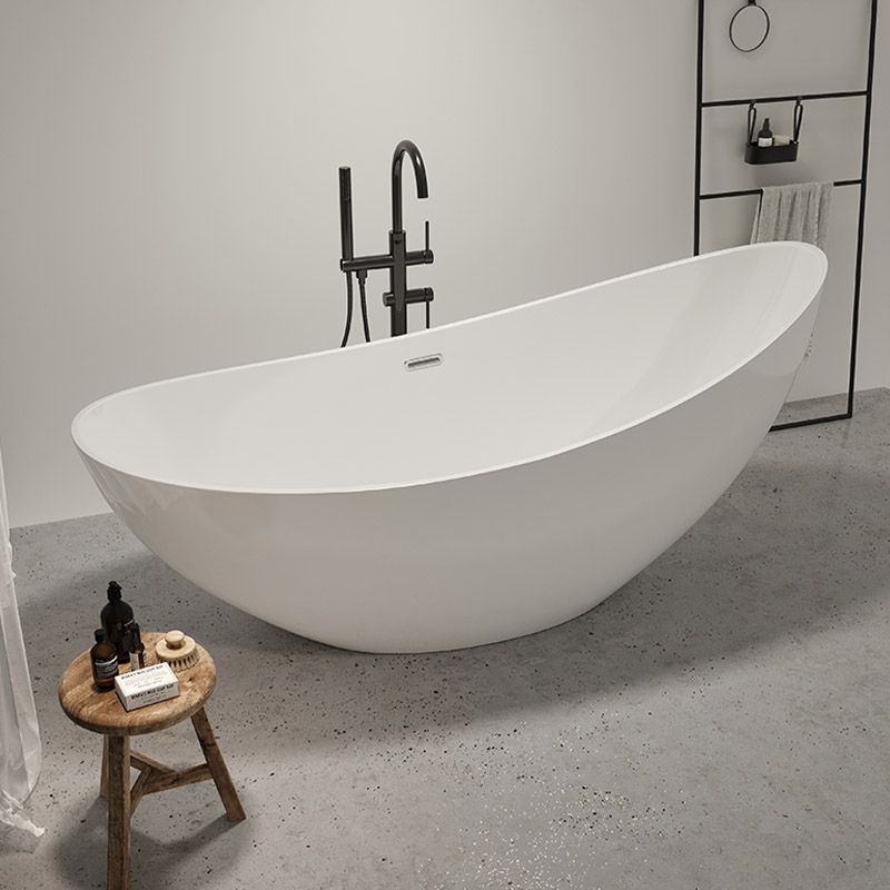 Contemporary White Acrylic Oval Bathtub Soaking Freestanding Tub Clearhalo 'Bathroom Remodel & Bathroom Fixtures' 'Bathtubs' 'Home Improvement' 'home_improvement' 'home_improvement_bathtubs' 'Showers & Bathtubs' 1200x1200_5e2d3158-e282-4e10-a1b7-efb9643bc7e8