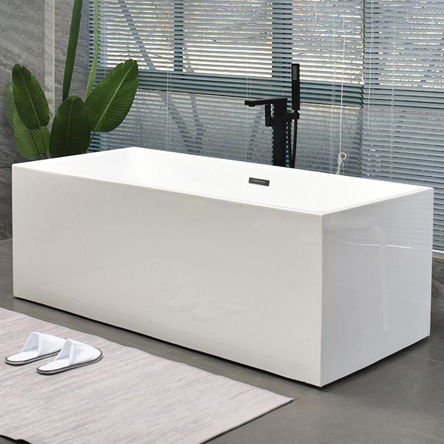 Rectangular Modern Bath Stand Alone Soaking Back to Wall Bathtub Clearhalo 'Bathroom Remodel & Bathroom Fixtures' 'Bathtubs' 'Home Improvement' 'home_improvement' 'home_improvement_bathtubs' 'Showers & Bathtubs' 1200x1200_5e4e6efb-0b13-4ab8-bd9c-81b8b511f1f1