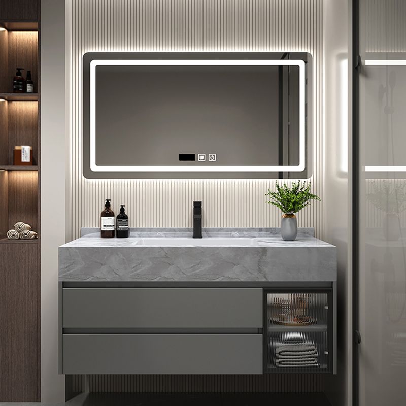 Modern Wall Mount Bath Vanity Gray Tone Vanity Cabinet with Mirror Cabinet Clearhalo 'Bathroom Remodel & Bathroom Fixtures' 'Bathroom Vanities' 'bathroom_vanities' 'Home Improvement' 'home_improvement' 'home_improvement_bathroom_vanities' 1200x1200_5e52c745-f577-45bc-9147-c60b4522fbff