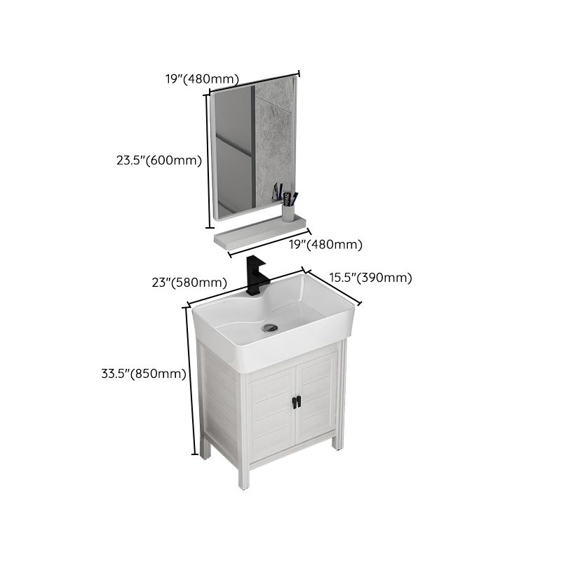 Rectangular Modern Bathroom Vanity White Metal Frame Single-Sink Vanity Set Clearhalo 'Bathroom Remodel & Bathroom Fixtures' 'Bathroom Vanities' 'bathroom_vanities' 'Home Improvement' 'home_improvement' 'home_improvement_bathroom_vanities' 1200x1200_5e5be045-2772-457f-b1a8-521fe9c51a8d