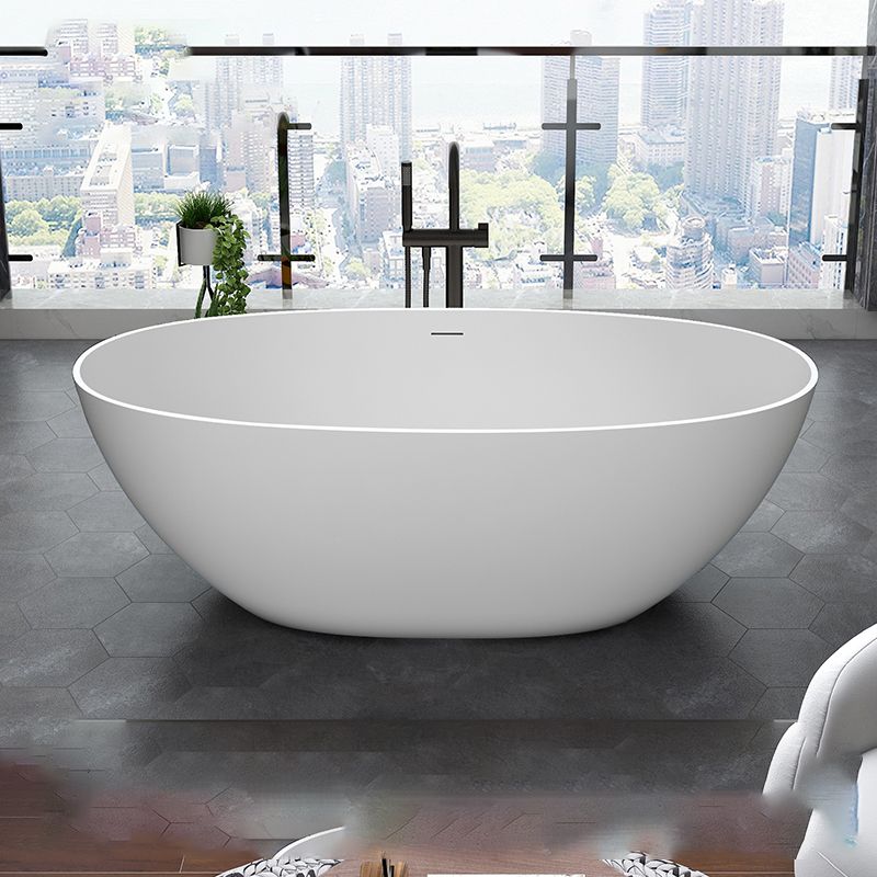 Modern Stone Ellipse Bathtub Freestand Soaking Bathtub with Drain Bath Tub Clearhalo 'Bathroom Remodel & Bathroom Fixtures' 'Bathtubs' 'Home Improvement' 'home_improvement' 'home_improvement_bathtubs' 'Showers & Bathtubs' 1200x1200_5e6683be-afd4-458c-92ce-8c9a4dc58c72