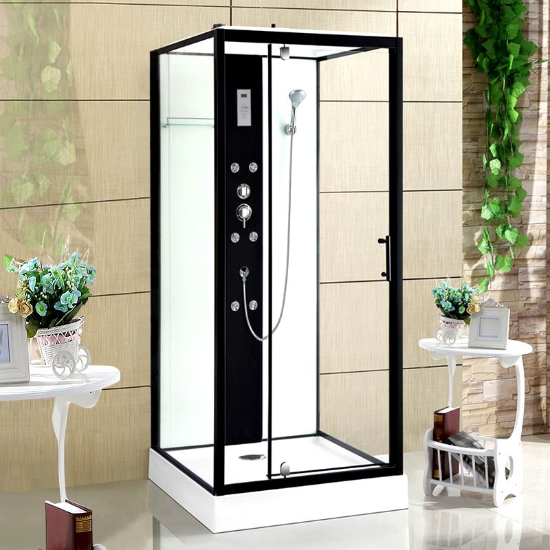 Modern Shower Stall Black Framed Shower Head Drainer Shower Stall Clearhalo 'Bathroom Remodel & Bathroom Fixtures' 'Home Improvement' 'home_improvement' 'home_improvement_shower_stalls_enclosures' 'Shower Stalls & Enclosures' 'shower_stalls_enclosures' 'Showers & Bathtubs' 1200x1200_5e830b16-b6f8-4d2a-a496-73d9a485c601