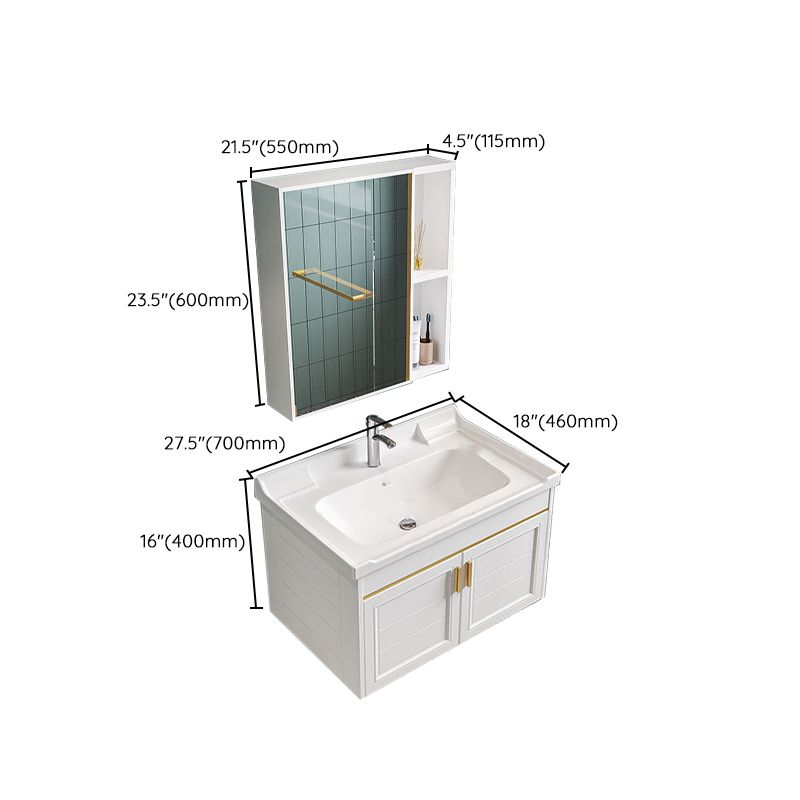 Glam Single Sink Bath Vanity Wall Mount White Metal Base Sink Vanity Clearhalo 'Bathroom Remodel & Bathroom Fixtures' 'Bathroom Vanities' 'bathroom_vanities' 'Home Improvement' 'home_improvement' 'home_improvement_bathroom_vanities' 1200x1200_5e8ce308-b46e-4d52-b97a-e0e390576d70