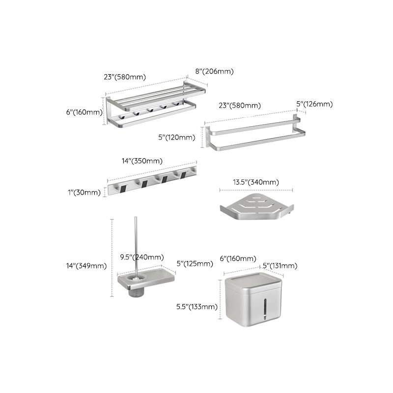 Modern Bath Hardware Set Silver Bath Shelf Towel Bar Bathroom Accessory Kit Clearhalo 'Bathroom Hardware Sets' 'Bathroom Hardware' 'Bathroom Remodel & Bathroom Fixtures' 'bathroom_hardware_sets' 'Home Improvement' 'home_improvement' 'home_improvement_bathroom_hardware_sets' 1200x1200_5e93294c-959e-476e-b4dc-433639b20ff9