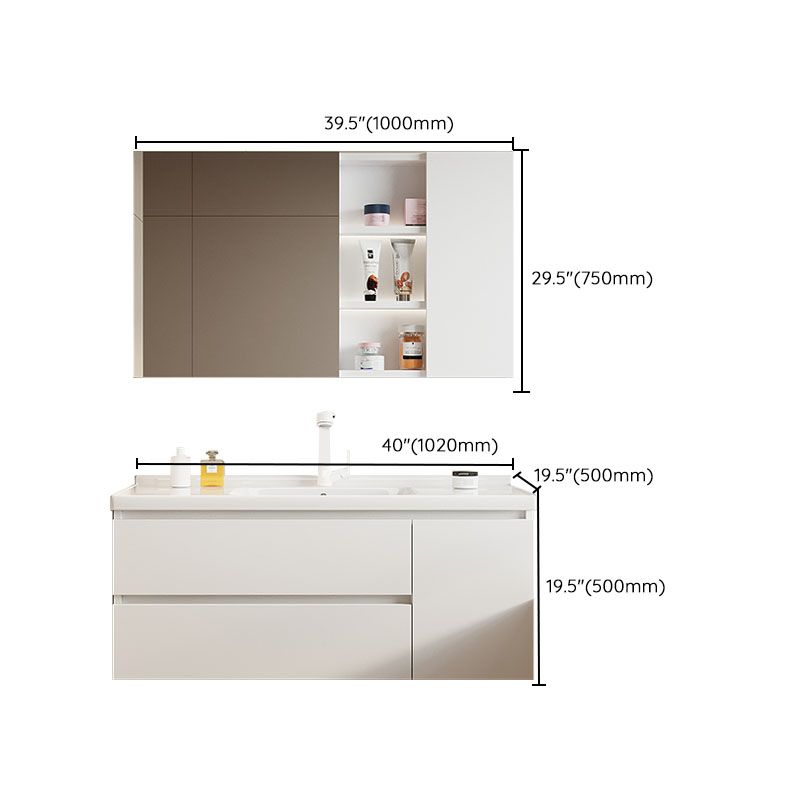Modern Wood Wall Mount Bath Vanity White Faucet Included with Mirror Clearhalo 'Bathroom Remodel & Bathroom Fixtures' 'Bathroom Vanities' 'bathroom_vanities' 'Home Improvement' 'home_improvement' 'home_improvement_bathroom_vanities' 1200x1200_5ebeec90-4d57-4bca-8be0-894fee432109