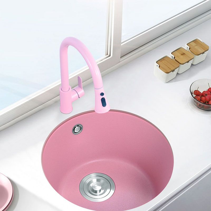 Quartz Kitchen Bar Sink Modern Pink Single Bowl Kitchen Bar Sink Clearhalo 'Home Improvement' 'home_improvement' 'home_improvement_kitchen_sinks' 'Kitchen Remodel & Kitchen Fixtures' 'Kitchen Sinks & Faucet Components' 'Kitchen Sinks' 'kitchen_sinks' 1200x1200_5ed9be19-ebcc-46fb-9ad8-a3b7ab18ace3