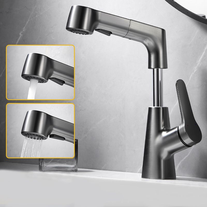 1-Handle Brushed Nickel Widespread Faucet Single Hole Bathroom Vessel Faucet with Brass Clearhalo 'Bathroom Remodel & Bathroom Fixtures' 'Bathroom Sink Faucets' 'Bathroom Sinks & Faucet Components' 'bathroom_sink_faucets' 'Home Improvement' 'home_improvement' 'home_improvement_bathroom_sink_faucets' 1200x1200_5edafff1-4e2a-474d-bb9c-66c9cfe7ca10