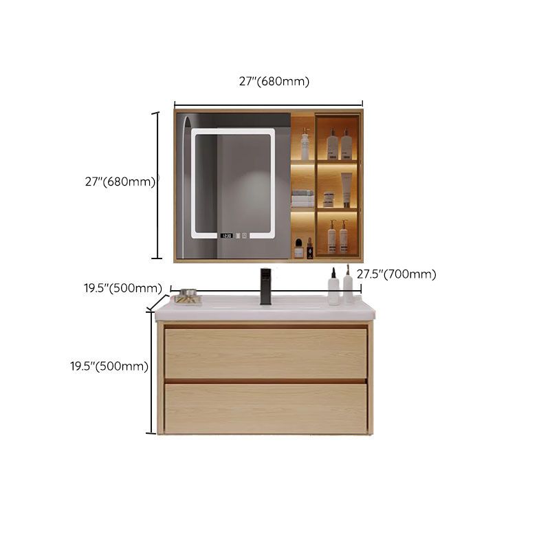Wood Frame Bathroom Vanity Rectangular 2 Drawers Wall-Mounted Single Sink with Door Clearhalo 'Bathroom Remodel & Bathroom Fixtures' 'Bathroom Vanities' 'bathroom_vanities' 'Home Improvement' 'home_improvement' 'home_improvement_bathroom_vanities' 1200x1200_5ee6d94c-38e5-4e6b-a6d0-82b2cf4ef9be