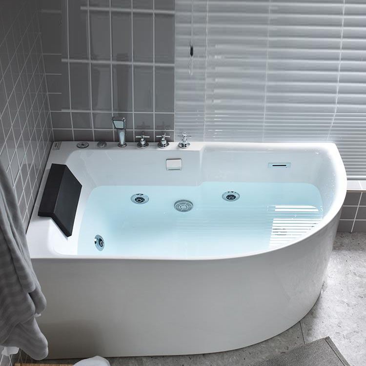 Modern Corner Acrylic Bathtub Back to Wall Bathtub with Drain and Massage Device Clearhalo 'Bathroom Remodel & Bathroom Fixtures' 'Bathtubs' 'Home Improvement' 'home_improvement' 'home_improvement_bathtubs' 'Showers & Bathtubs' 1200x1200_5f0ab6c4-fe8e-4f2c-b585-432d3a223f78