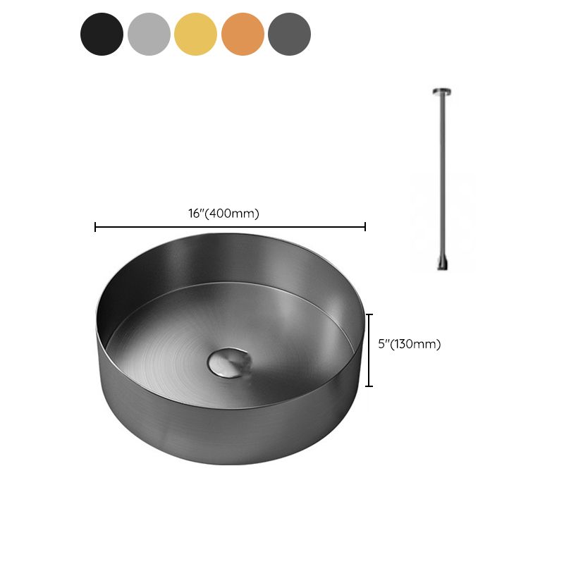 Modern Vessel Sink Round Metal with Faucet and Pop-Up Drain Vessel Lavatory Sink Clearhalo 'Bathroom Remodel & Bathroom Fixtures' 'Bathroom Sinks & Faucet Components' 'Bathroom Sinks' 'bathroom_sink' 'Home Improvement' 'home_improvement' 'home_improvement_bathroom_sink' 1200x1200_5f1b0b89-93aa-461c-b8ab-3b61efa9a6a8