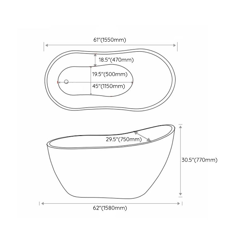 Modern Style Freestanding Soaking Bathtub Single Slipper Acrylic Bathtub for Bathroom Clearhalo 'Bathroom Remodel & Bathroom Fixtures' 'Bathtubs' 'Home Improvement' 'home_improvement' 'home_improvement_bathtubs' 'Showers & Bathtubs' 1200x1200_5f1b5cb0-db82-42e0-949c-1f52f08d62dc