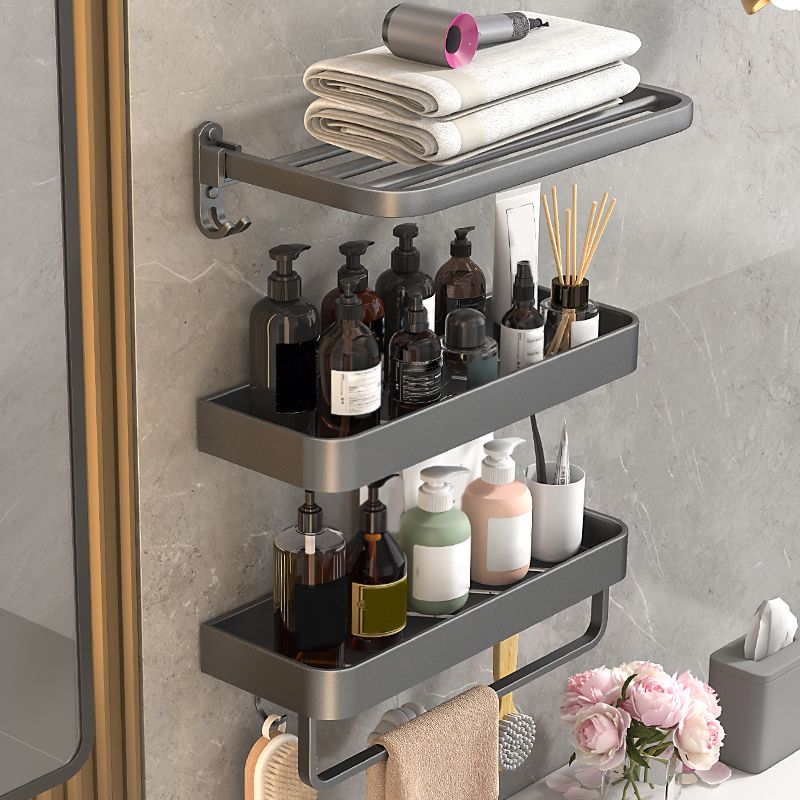 2 Piece Matte Black Modern Bathroom Hardware Set, Bath Shelf, Towel Bar Clearhalo 'Bathroom Hardware Sets' 'Bathroom Hardware' 'Bathroom Remodel & Bathroom Fixtures' 'bathroom_hardware_sets' 'Home Improvement' 'home_improvement' 'home_improvement_bathroom_hardware_sets' 1200x1200_5f2455eb-d0f6-4f42-9308-6e26fb1a627e